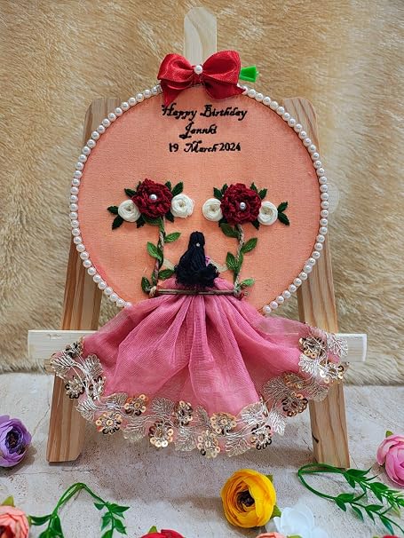 INFINITY CREATIONS Personalized Birthday Embroidery Hoop | Custom Name & Date Gift for Girls