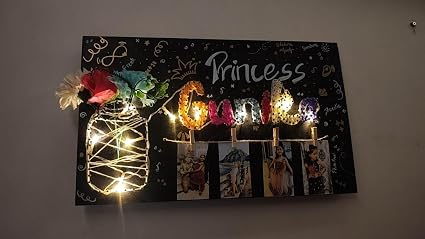 INFINITY CREATIONS Handmade Wooden String Art, 20 x 12 Inch | Nails & Fairy Lights, Personalized Names, Personalized Dates, Personalized Doodles