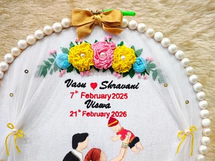 INFINITY CREATIONS Personalized Family Embroidery Hoop | Custom Couple & Baby Name Gift