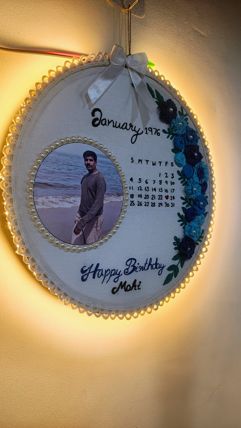 INFINITY CREATIONS Personalized 3D Birthday Calendar Embroidery Hoop | Custom Name & Date Gift