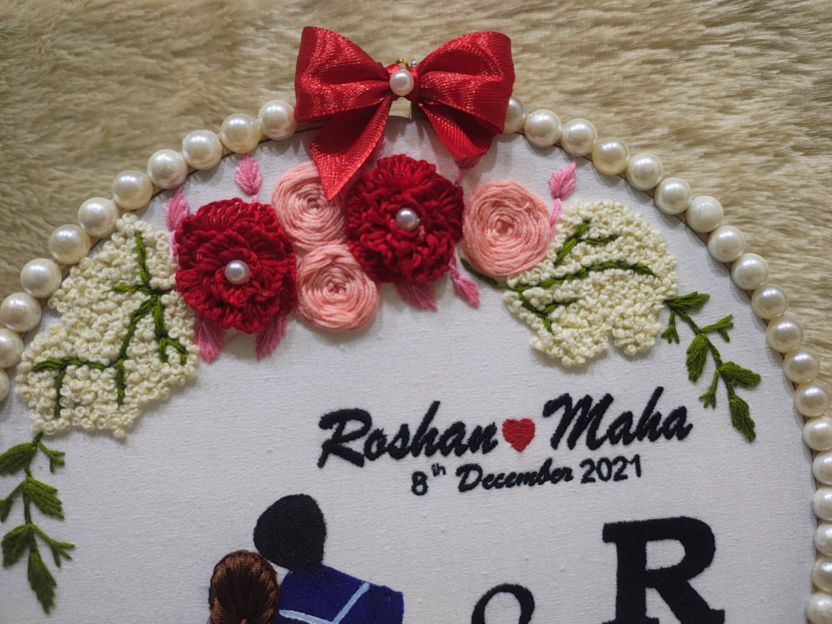 INFINITY CREATIONS Personalized 3D Engagement Hoop | Custom Couple Silhouette Gold Lace Gift