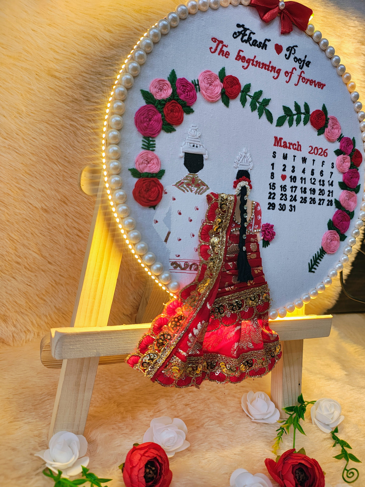 INFINITY CREATIONS Personalized 3D Bengali Wedding Hoop with LED Lights | Custom Couple Names Gift