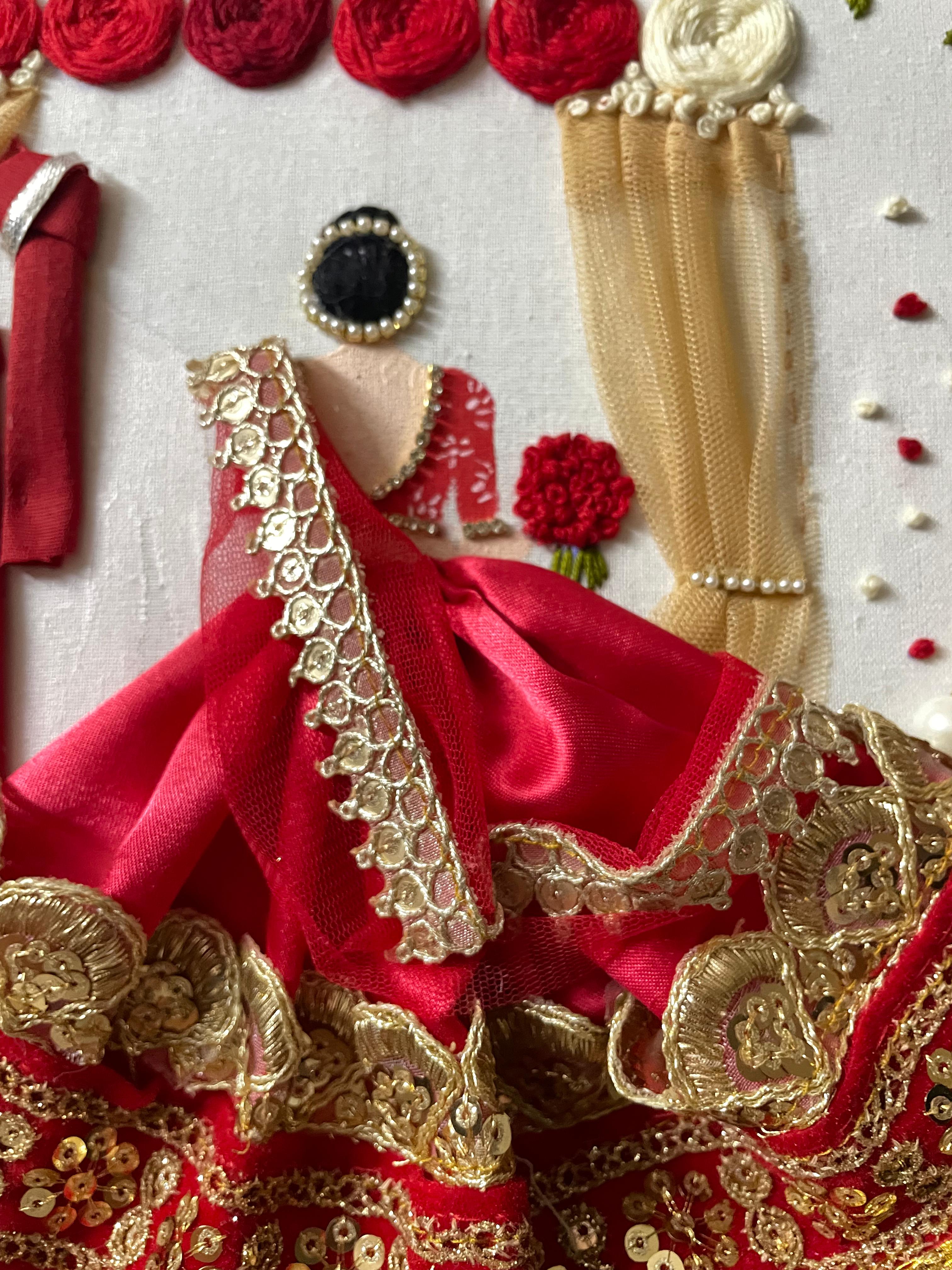 INFINITY CREATIONS Personalized 3D Punjabi Bridal Veena Curtain Hoop | Custom Couple Names Gift