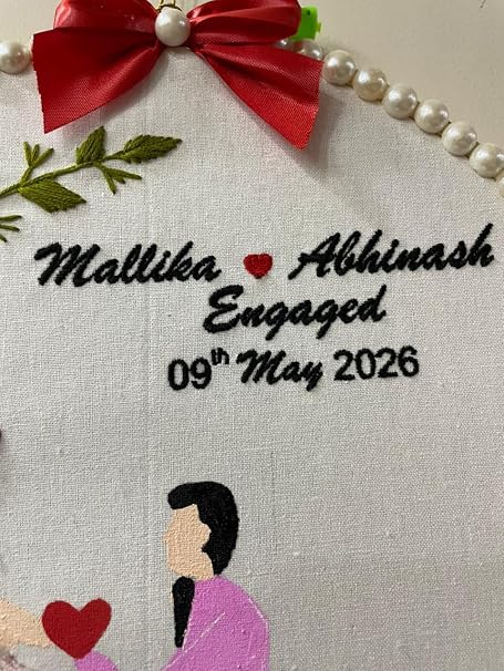 INFINITY CREATIONS Personalized Engagement Embroidery Hoop | Custom Couple Name & Date Gift