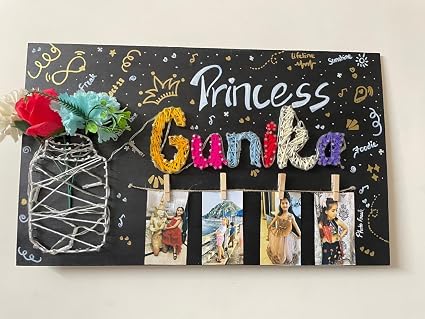 INFINITY CREATIONS Handmade Wooden String Art, 20 x 12 Inch | Nails & Fairy Lights, Personalized Names, Personalized Dates, Personalized Doodles