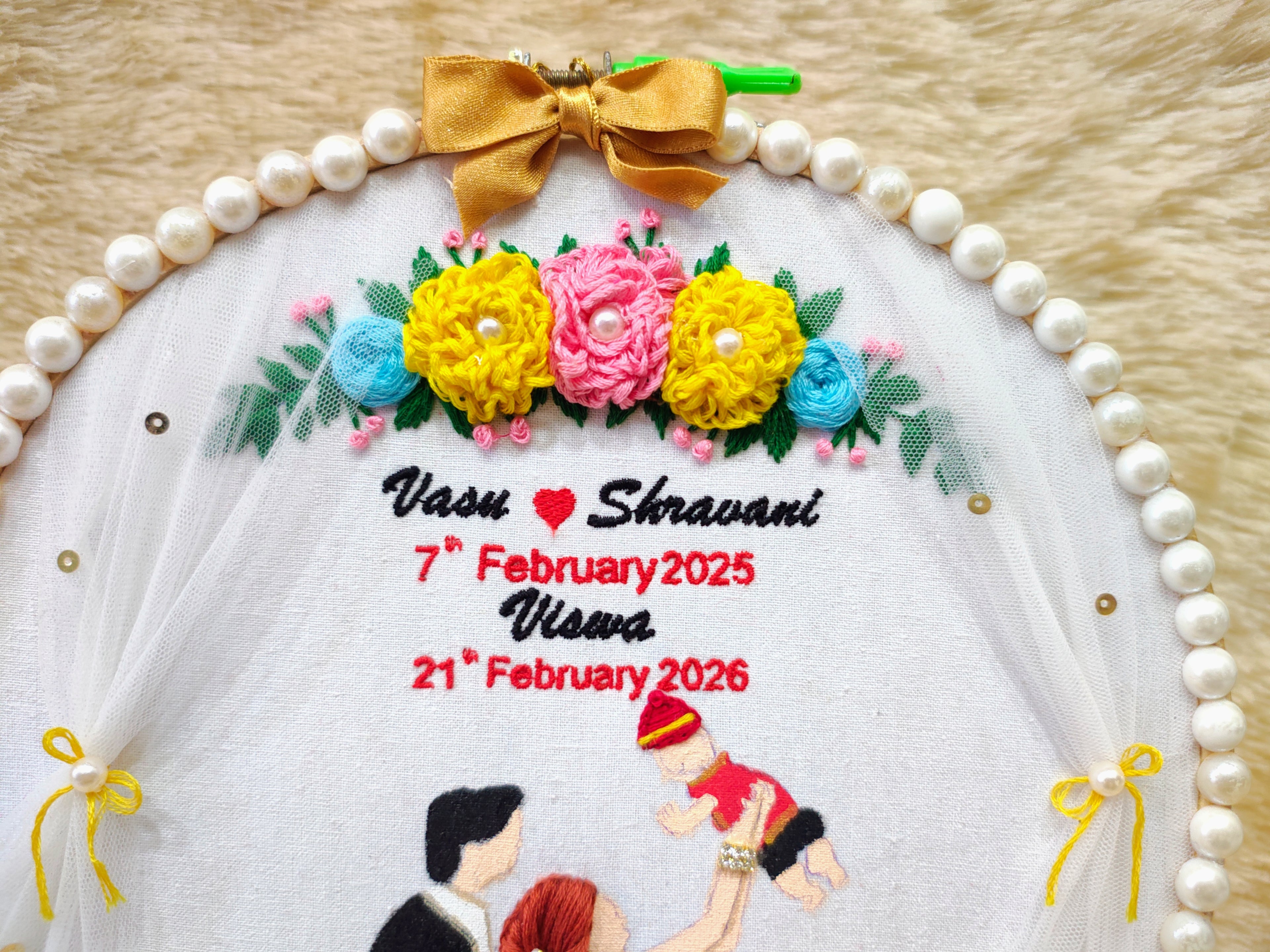 INFINITY CREATIONS Personalized 3D Family Embroidery Hoop | Custom Couple & Baby Names Gift