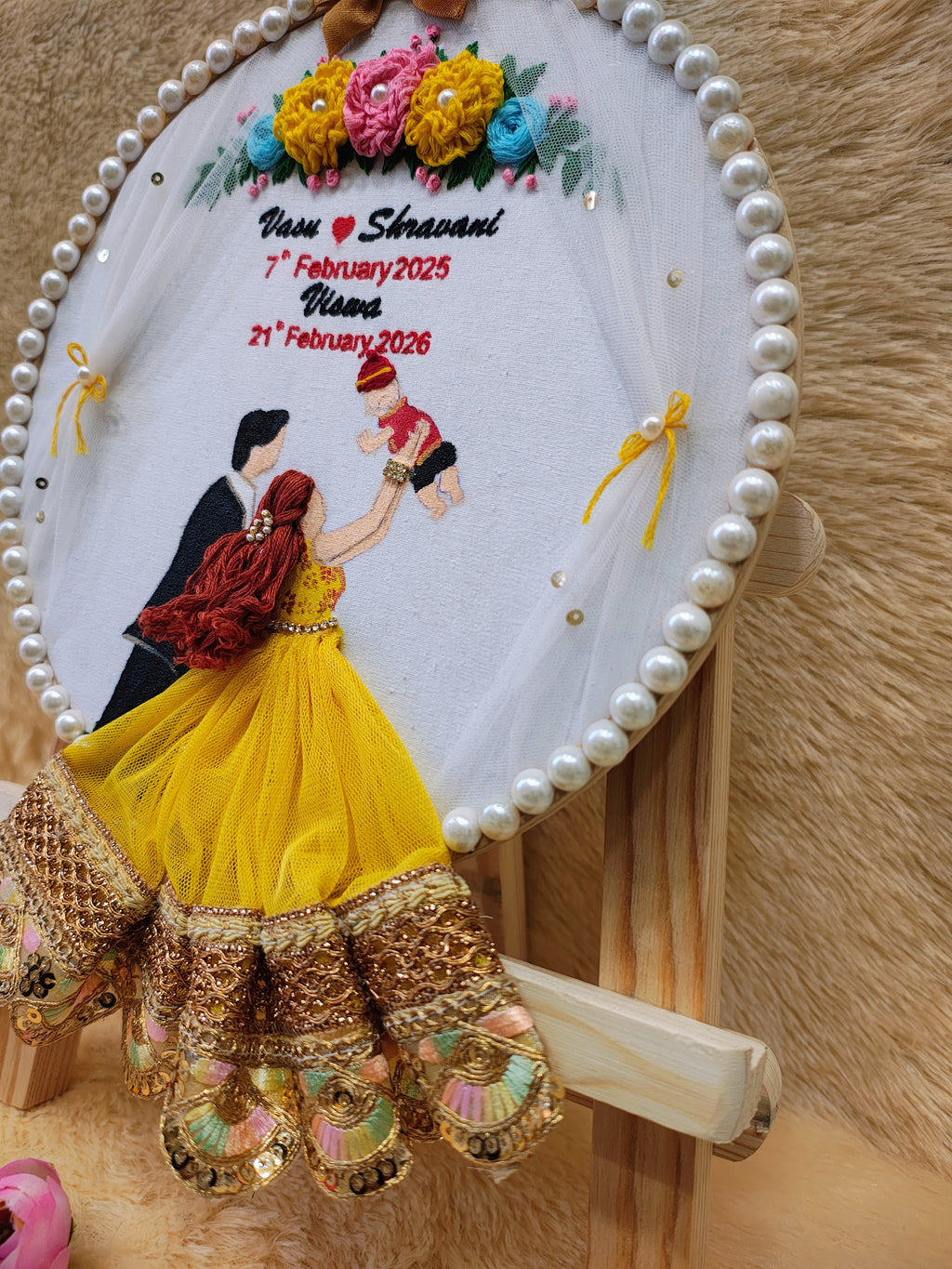 INFINITY CREATIONS Personalized 3D Family Embroidery Hoop | Custom Couple & Baby Names Gift