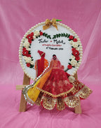 INFINITY CREATIONS Customized Wedding Embroidery Hoop Frame | Pearl Border, Floral Design, Personalized Couple Name and Date, Marriage Anniversary Engagement Gift