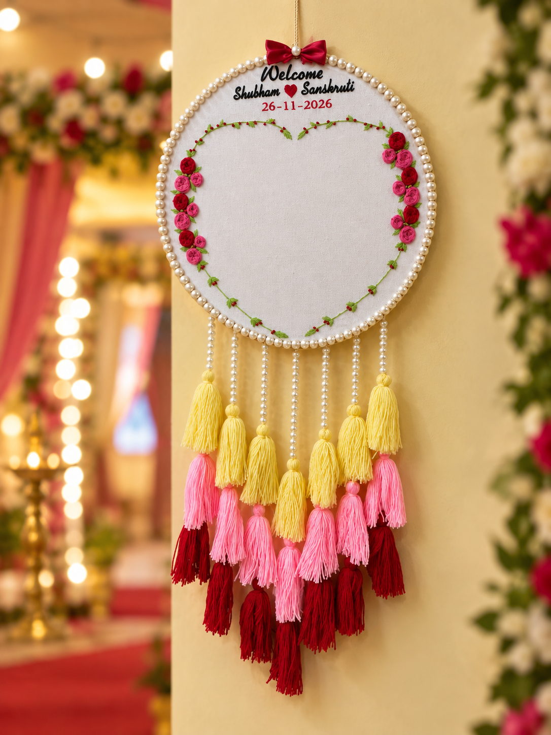 INFINITY CREATIONS Personalized 3D Wedding Thappa Hoop | Custom Name & Dates