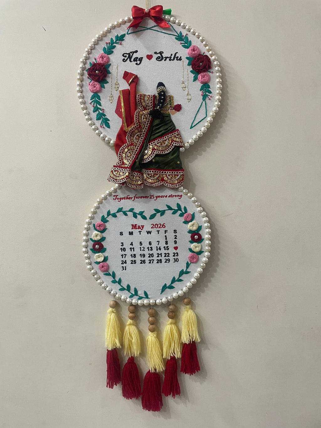 INFINITY CREATIONS Personalized 3D South Indian Wedding Double Hoop | Custom Couple Names Gift