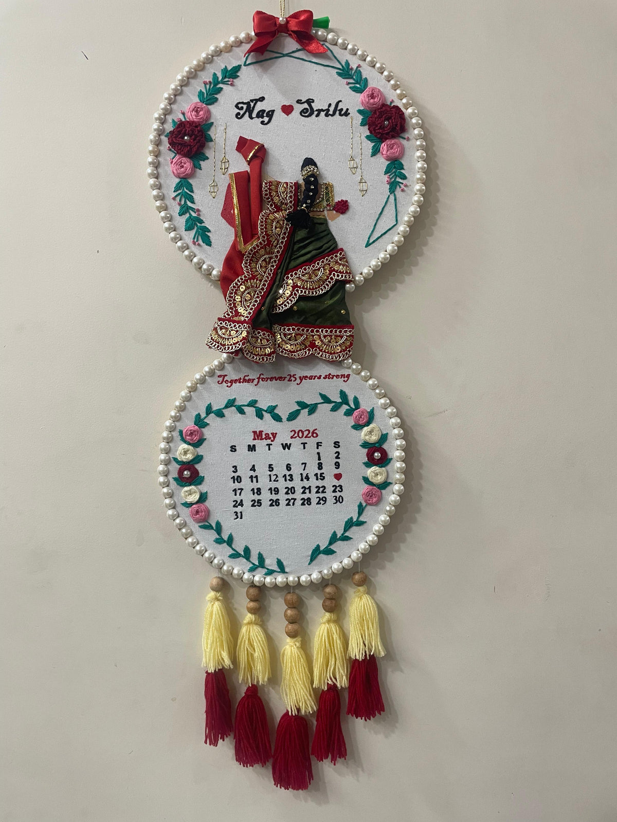 INFINITY CREATIONS Personalized 3D South Indian Wedding Double Hoop | Custom Couple Names Gift
