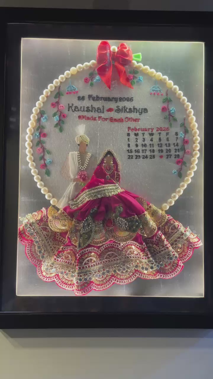 INFINITY CREATIONS Personalized 3D Wedding Calendar Hoop | Custom Couple Names, Date & Tassel Gift