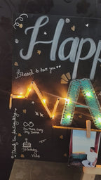 INFINITY CREATIONS Personalized 'Happy Birthday' LED String Art with Date | Custom Photo Wall Décor Gift