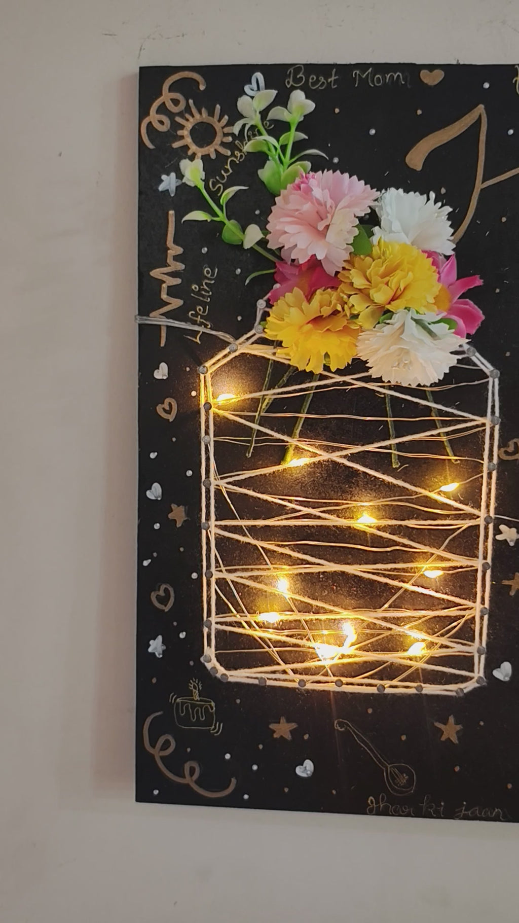 INFINITY CREATIONS Personalized 'Happy Birthday' LED String Art with Date | Custom Photo Wall Décor Gift