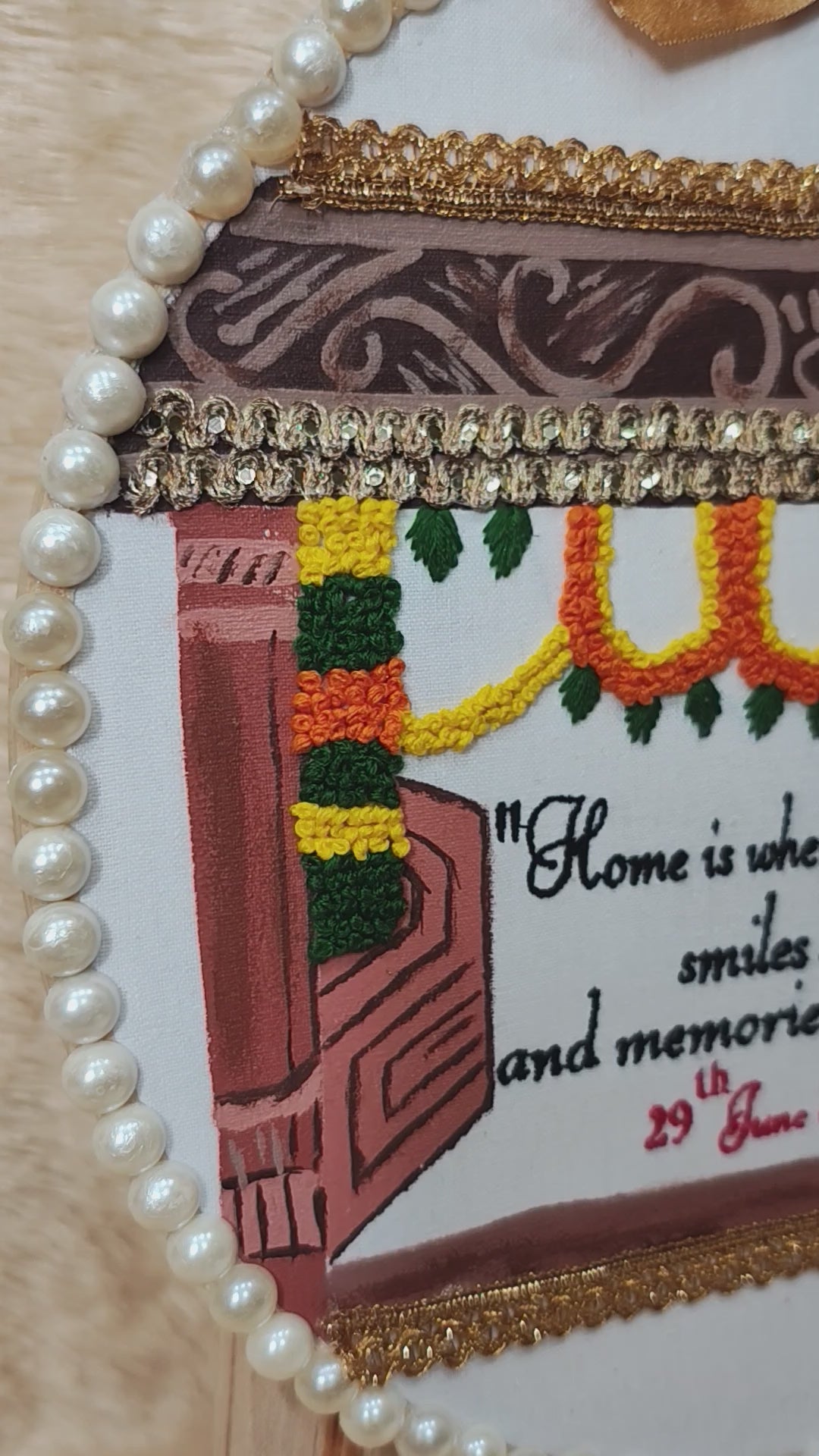INFINITY CREATIONS Personalized 3D Griha Pravesh Embroidery Hoop | Custom House Warming Gift